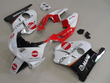 1990-1998 Honda CBR250RR MC22 Motorcycle Fairings - White Red Glossy Black Konica Minolta UK