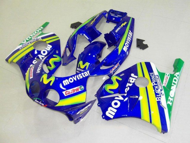 1990-1998 Honda CBR250RR MC22 Motorcycle Fairings - Blue Yellow Green MoviStar Castrol UK