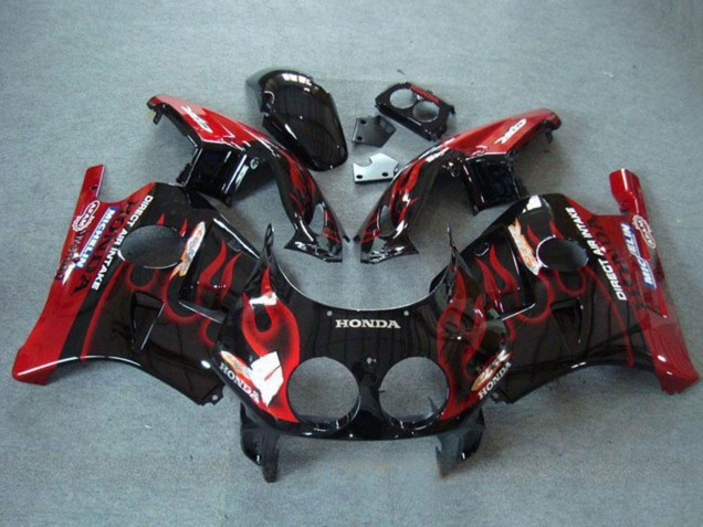 1990-1998 Honda CBR250RR MC22 Motorcycle Fairings - Glossy Black Red Flame UK