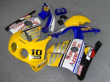 1990-1998 Honda CBR250RR MC22 Motorcycle Fairings - Yellow Blue Silver White Red Nastro Azzurro Breil 10 UK