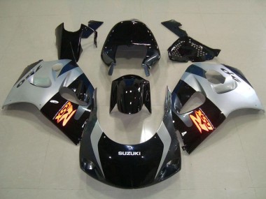 1996-2000 Suzuki GSXR 750 Abs Motorcycle Fairings - Glossy Black Silver UK