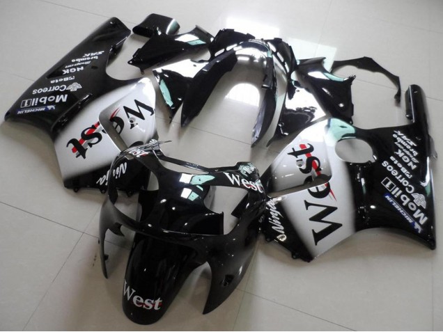 2000-2001 Kawasaki ZX12R Motorcycle Fairings - Glossy Black White West UK