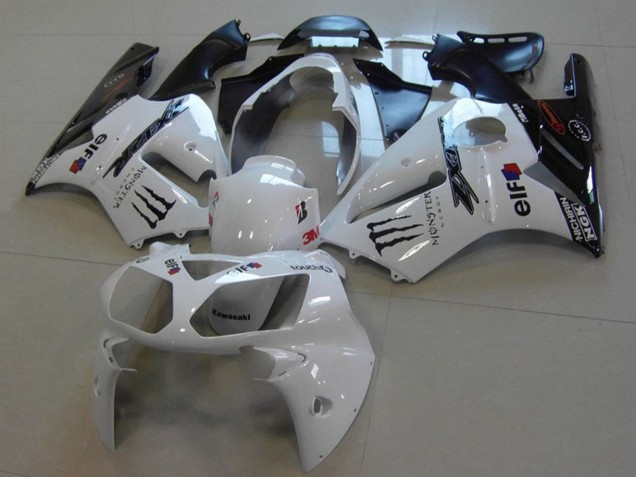 2002-2006 Kawasaki ZX12R Motorcycle Fairings - White Glossy Black Monster UK
