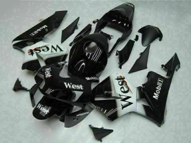 2003-2004 Honda CBR600RR Motorcycle Fairings - Glossy Black White West Mobil UK