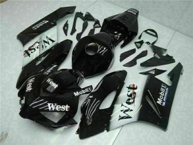 2004-2005 Honda CBR1000RR Motorcycle Fairings - Glossy Black White West Mobil Michelin UK