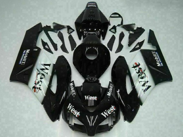 2004-2005 Honda CBR1000RR Motorcycle Fairings - Glossy Black White West Mobil Michelin UK