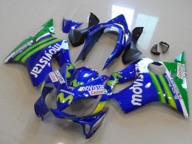 2004-2007 Honda CBR600 F4i Motorcycle Fairings - Blue Green MoviStar Castrol UK