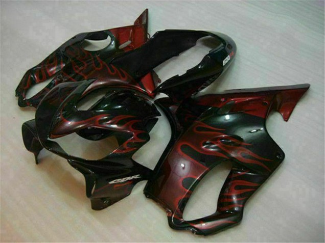2004-2007 Honda CBR600 F4i Motorcycle Fairings - Glossy Black Red Flame UK