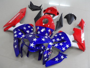 2005-2006 Honda CBR600RR Motorcycle Fairings - Red Blue White American Flag UK