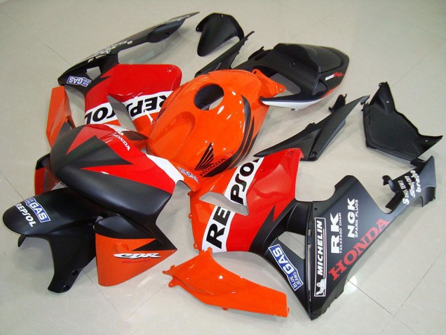 2005-2006 Honda CBR600RR Motorcycle Fairings - Orange Red White Matte Black Repsol Racing UK