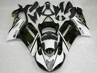 2007-2008 Kawasaki ZX6R Motorcycle Fairings - Black White UK