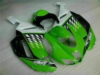 2007-2008 Kawasaki ZX6R Motorcycle Fairings - Green White Ninja UK