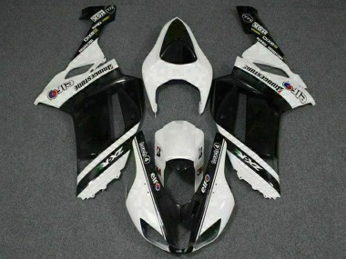 2007-2008 Kawasaki ZX6R Motorcycle Fairings - Black White Elf UK