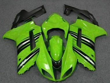 2007-2008 Kawasaki ZX6R Motorcycle Fairing Kits - Green Black UK