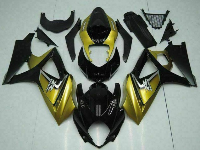 2007-2008 Suzuki GSXR 1000 Motorcycle Fairings - Gold Glossy Black Silver Decal UK