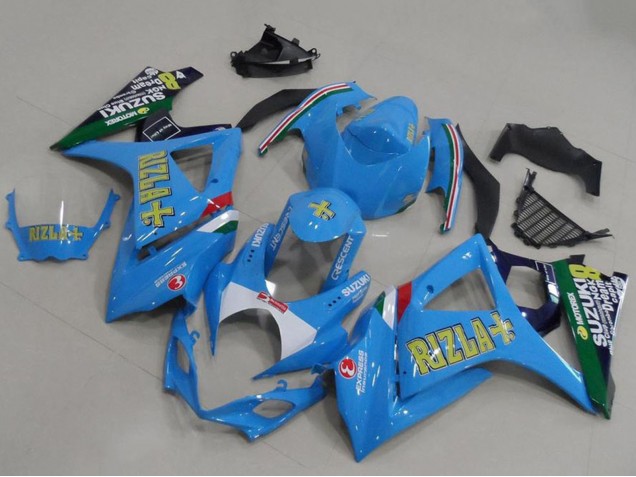 2007-2008 Suzuki GSXR 1000 Motorcycle Fairings - Blue White Yellow Black Rizla UK