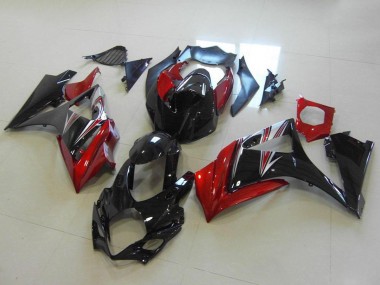 2007-2008 Suzuki GSXR 1000 Motorcycle Fairings - Red Glossy Black No Decal UK