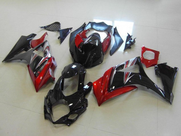 2007-2008 Suzuki GSXR 1000 Motorcycle Fairings - Red Glossy Black No Decal UK