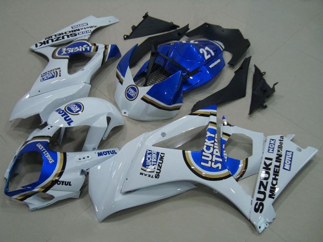 2007-2008 Suzuki GSXR 1000 Motorcycle Fairings - White Blue Lucky Strike UK