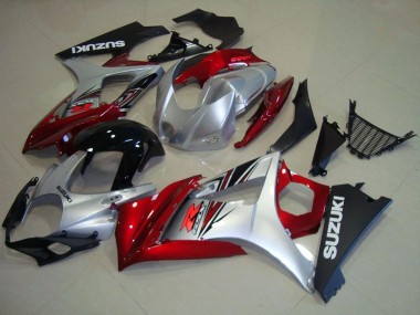 2007-2008 Suzuki GSXR 1000 Motorcycle Fairings - Red Silver Glossy Black UK