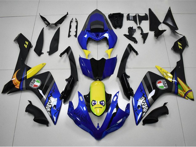 2007-2008 Yamaha YZF R1 Motorcycle Fairings - Blue Yellow Black Shark UK