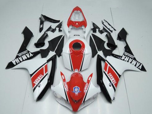 2007-2008 Yamaha YZF R1 Motorcycle Fairings - White Red Glossy Black UK