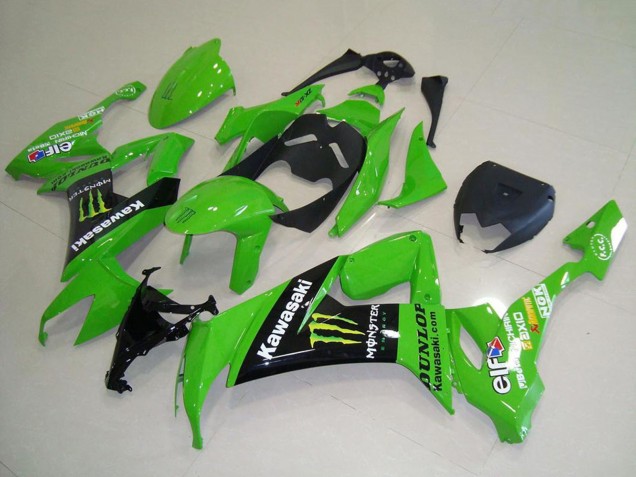 2008-2010 Kawasaki ZX10R Motorcycle Fairings - Green Glossy Black Yellow Monster UK