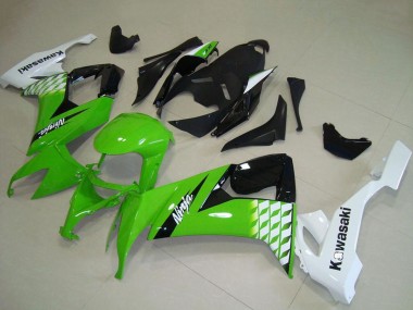 2008-2010 Kawasaki ZX10R Motorcycle Fairings - White Green Glossy Black UK