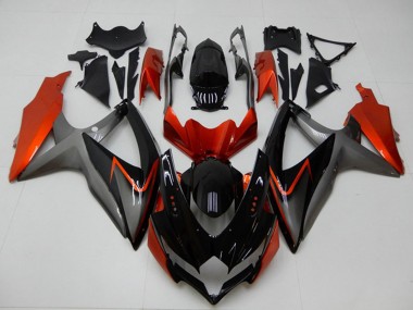 2008-2010 Suzuki GSXR 600/750 Motorcycle Fairings - Orange Grey Glossy Black UK