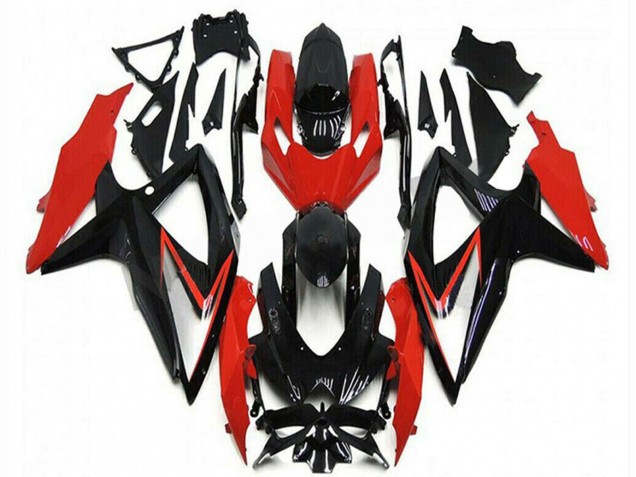 2008-2010 Suzuki GSXR 600/750 Motorcycle Fairings - Red Glossy Black Stripe UK