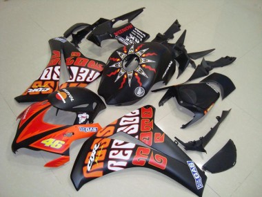 2008-2011 Honda CBR1000RR Motorcycle Fairings - Matte Black Orange Rossi Repsol 46 UK