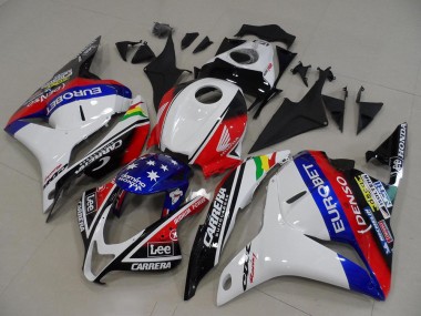 2009-2012 Honda CBR600RR Motorcycle Fairings - White Red Blue Glossy Black EuroBet Lee Star UK