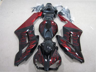 2004-2005 Honda CBR1000RR Motorcycle Fairing - Glossy Black Red Flame UK