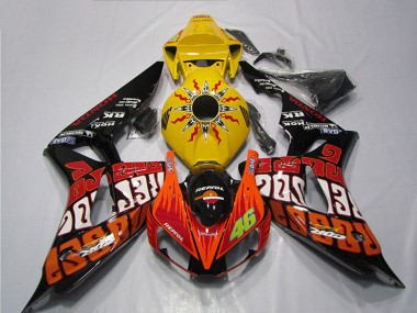 2004-2005 Honda CBR1000RR Motorcycle Fairing - Yellow Orange Glossy Black Repsol Rossi 46 UK