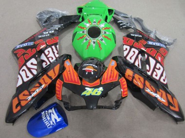 2004-2005 Honda CBR1000RR Motorcycle Fairings - Orange Green Rossi Glossy Black Repsol Rossi 46 UK