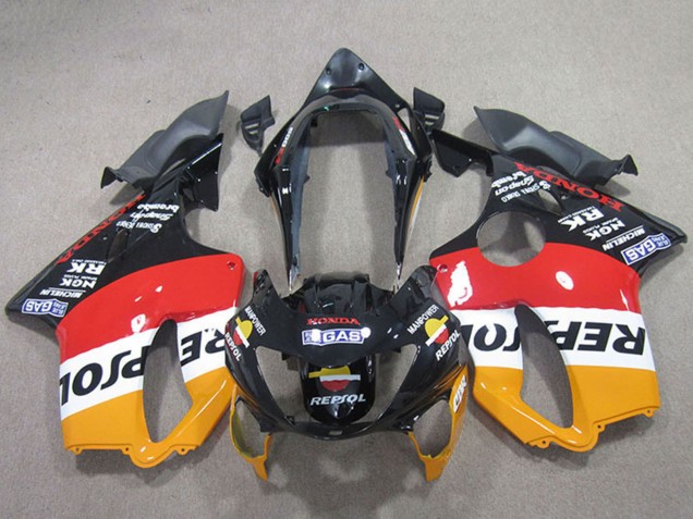 1999-2000 Honda CBR600 F4 Motorcycle Fairings - Orange White Red Glossy Black Repsol UK