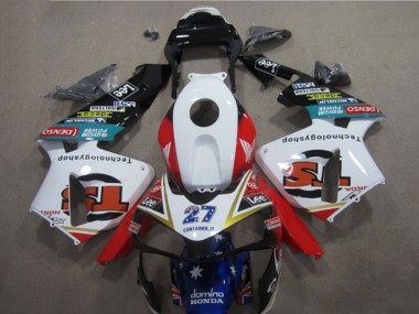 2005-2006 Honda CBR600RR Motorcycle Fairings - White Red Blue Glossy Black Star Lee 27 UK