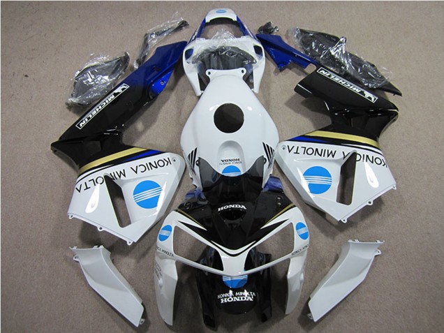 2005-2006 Honda CBR600RR Motorcycle Fairings - White Blue Yellow Glossy Black Konica Minolta UK