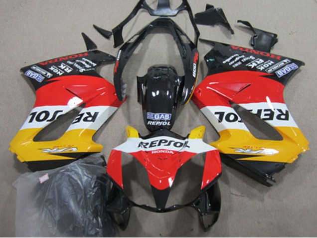 2002-2013 Honda VFR 800 Motorcycle Fairings - Yellow White Red Glossy Black Repsol UK