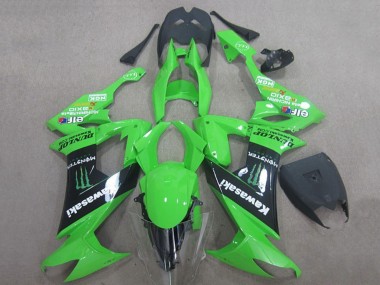 2008-2010 Kawasaki ZX10R Motorcycle Fairings - Green Black Monster Energy Elf Dunlop UK