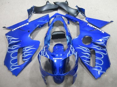 2002-2006 Kawasaki ZX12R Motorcycle Fairings - Blue White Flame UK