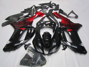 2007-2008 Kawasaki ZX6R Motorcycle Fairings - Black Red UK