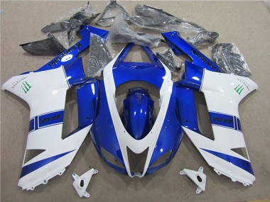 2007-2008 Kawasaki ZX6R Motorcycle Fairings - Blue White Monster UK