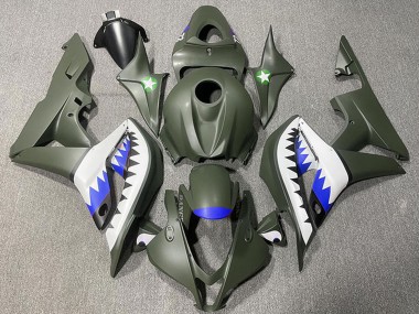 2007-2008 Honda CBR600RR Motorcycle Fairings - Army Green White Blue Shark UK