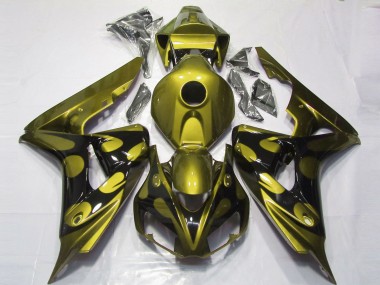 2006-2007 Honda CBR1000RR Motorcycle Fairings - Glossy Yellow Glossy Black Flame UK