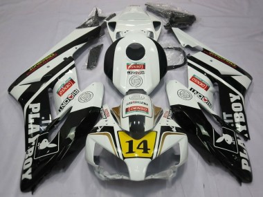 2004-2005 Honda CBR1000RR Motorcycle Fairings - White Glossy Black Yellow Playboy 14 UK