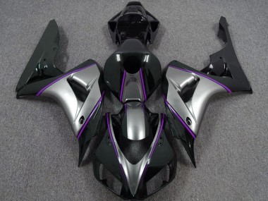 2006-2007 Honda CBR1000RR Motorcycle Fairings - Silver Purple Glossy Black Pinstripe UK