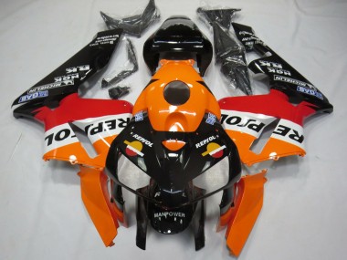 2005-2006 Honda CBR600RR Motorcycle Fairings - Orange Red White Black Bottom Repsol UK