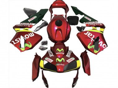 2003-2004 Honda CBR600RR Motorcycle Fairings - Red Yellow Green MoviStar UK