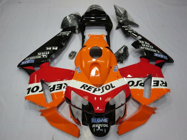 2003-2004 Honda CBR600RR Motorcycle Fairings - Orange White Red Glossy Black OEM Style Repsol UK